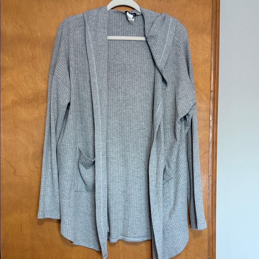 Heimish Women's Open Front waffle knit hooded Sweater